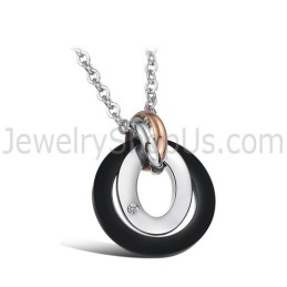 Anelli In Titanio E Pendenti "Sweet Heart Lovers" Con Strass E Catene Gratuite C606