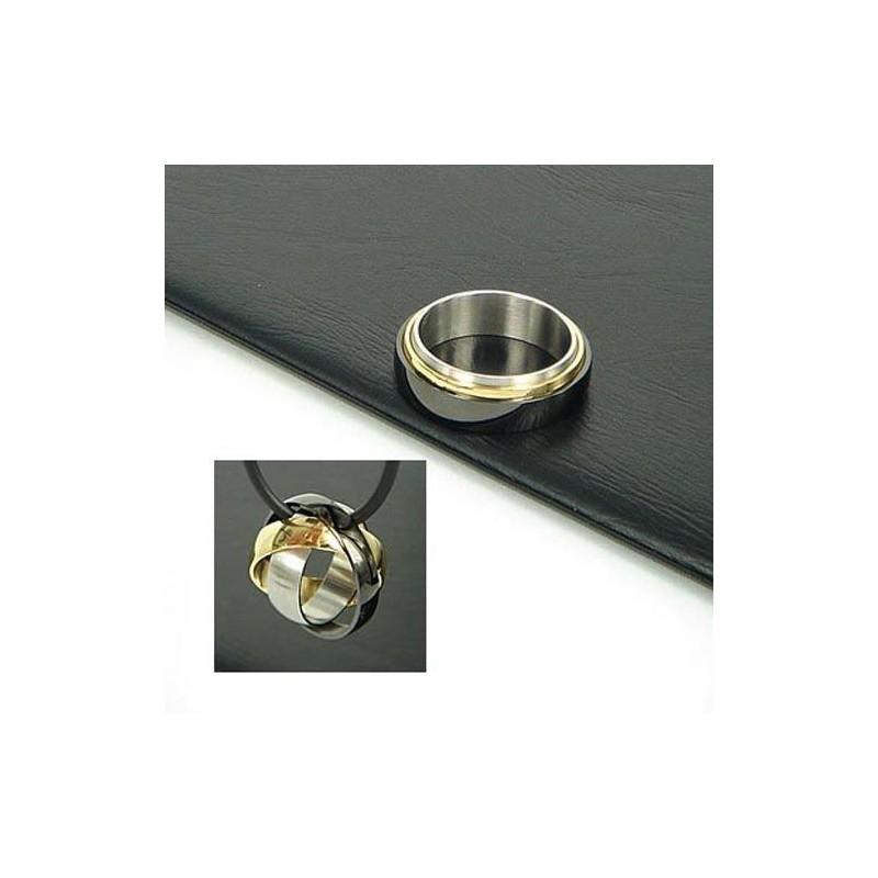 Collana Con Ciondolo In Titanio Puro A 3 Cerchi E 3 Colori, Catena Gratuita Collana Con Ciondolo In Titanio Puro A 3 Cerchi E 3 Colori, Catena Gratuita