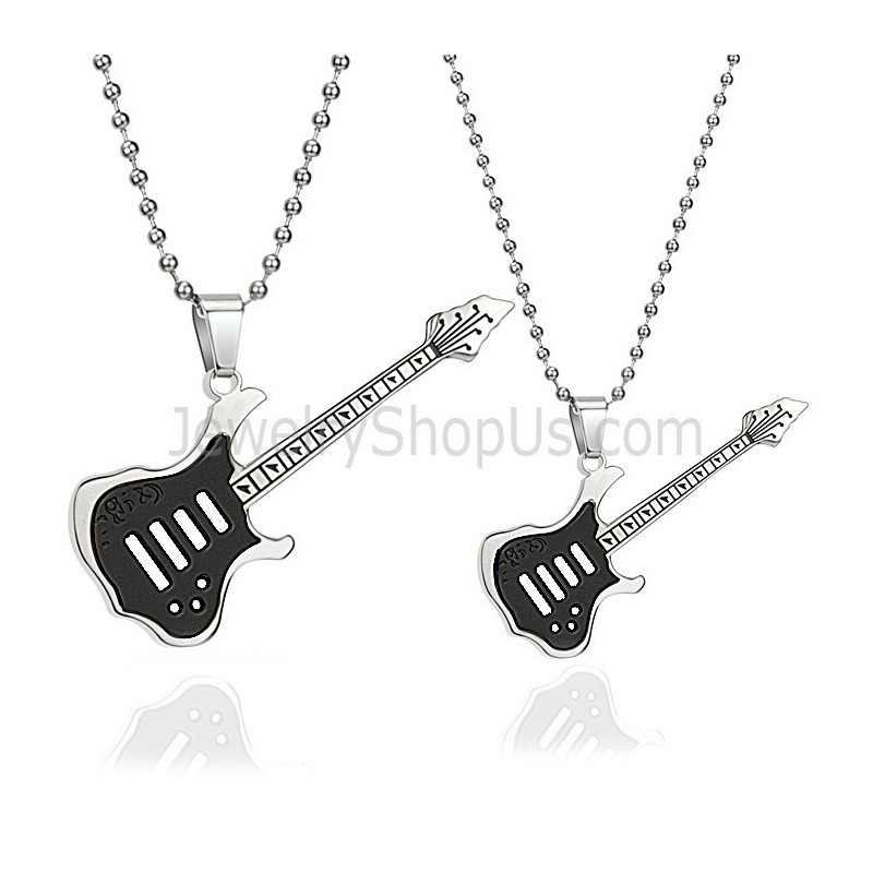 Ciondoli In Titanio Nero Per Amanti Della Chitarra Con Catene Gratuite C343 Ciondoli In Titanio Nero Per Amanti Della Chitarra Con Catene Gratuite C343