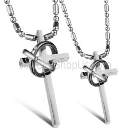 Ciondoli A Forma Di Croce In Argento E Titanio Con Strass E Catene Gratuite Gx724