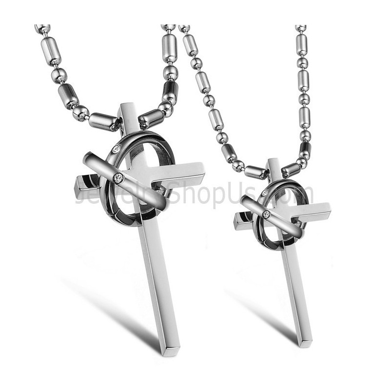 Ciondoli A Forma Di Croce In Argento E Titanio Con Strass E Catene Gratuite Gx724 Ciondoli A Forma Di Croce In Argento E Titanio Con Strass E Catene Gratuite Gx724