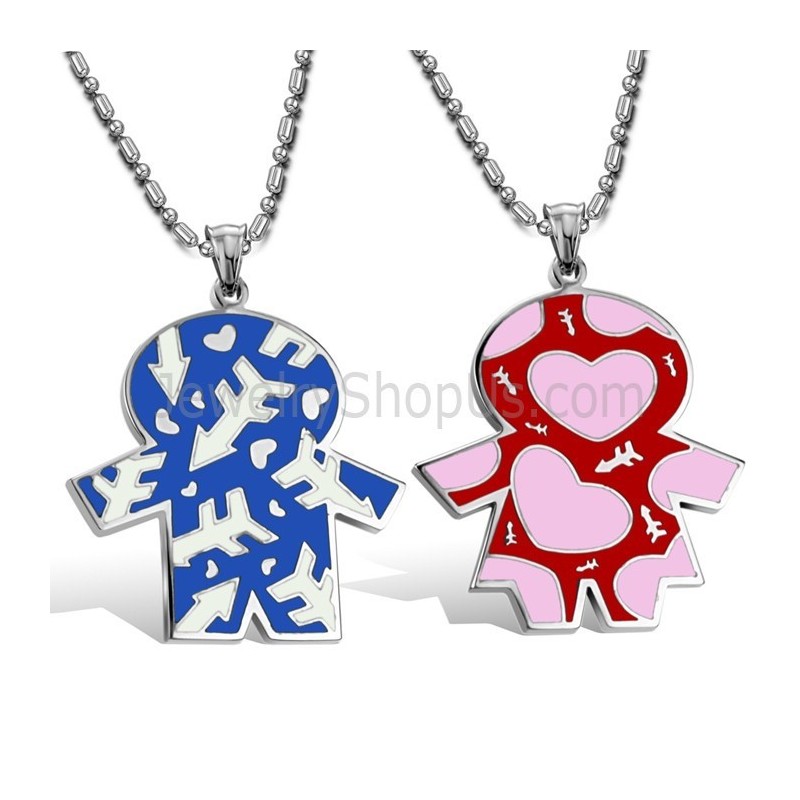 Ciondoli Per Bambini Amanti In Titanio Blu E Rosso Con Catene Gratuite C710 Ciondoli Per Bambini Amanti In Titanio Blu E Rosso Con Catene Gratuite C710