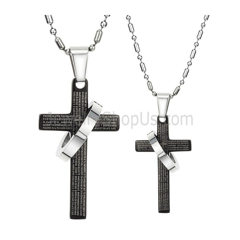 Ciondoli In Titanio Nero Con Croce Per Amanti Con Catene Gratuite C287 Ciondoli In Titanio Nero Con Croce Per Amanti Con Catene Gratuite C287