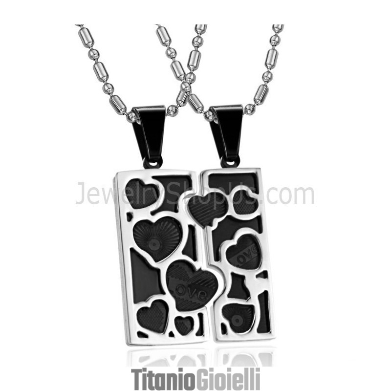 Ciondoli A Forma Di Puzzle Con Ciondolo In Argento Titanio E Nero Con Catene Gratuite C733