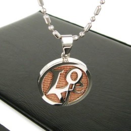 Collana Con Ciondolo In Titanio Puro Sutra Man In Oro Rosa Con Scritta "Love"