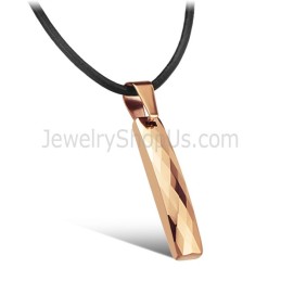 Ciondolo Rettangolare In Tungsteno Oro Rosa Con Design Intricato E Sfaccettato C631