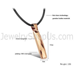 Ciondolo Rettangolare In Tungsteno Oro Rosa Con Design Intricato E Sfaccettato C631