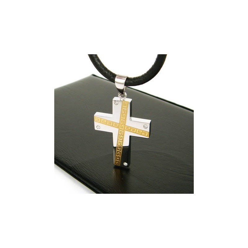 Ciondolo A Forma Di Croce Con Pietra Preziosa E Titanio Puro Ciondolo A Forma Di Croce Con Pietra Preziosa E Titanio Puro