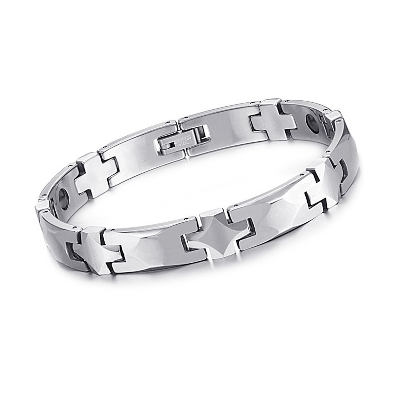 Bracciale In Tungsteno Lucido Con Pietra Magnetica Energetica C938 Bracciale In Tungsteno Lucido Con Pietra Magnetica Energetica C938