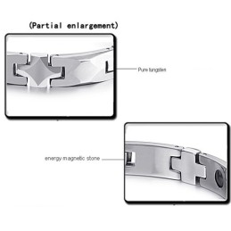 Bracciale In Tungsteno Lucido Con Pietra Magnetica Energetica C938