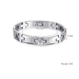 Bracciale In Tungsteno Lucido Con Pietra Magnetica Energetica C938