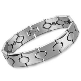 Bracciale In Tungsteno E Argento Con Pietra Magnetica Energetica C944