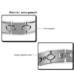 Bracciale In Tungsteno E Argento Con Pietra Magnetica Energetica C944