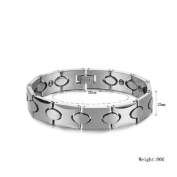 Bracciale In Tungsteno E Argento Con Pietra Magnetica Energetica C944