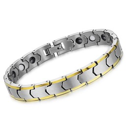 Bracciale A Maglie A Grano In Argento Tungsteno Con Placcatura In Oro 18 Carati C933