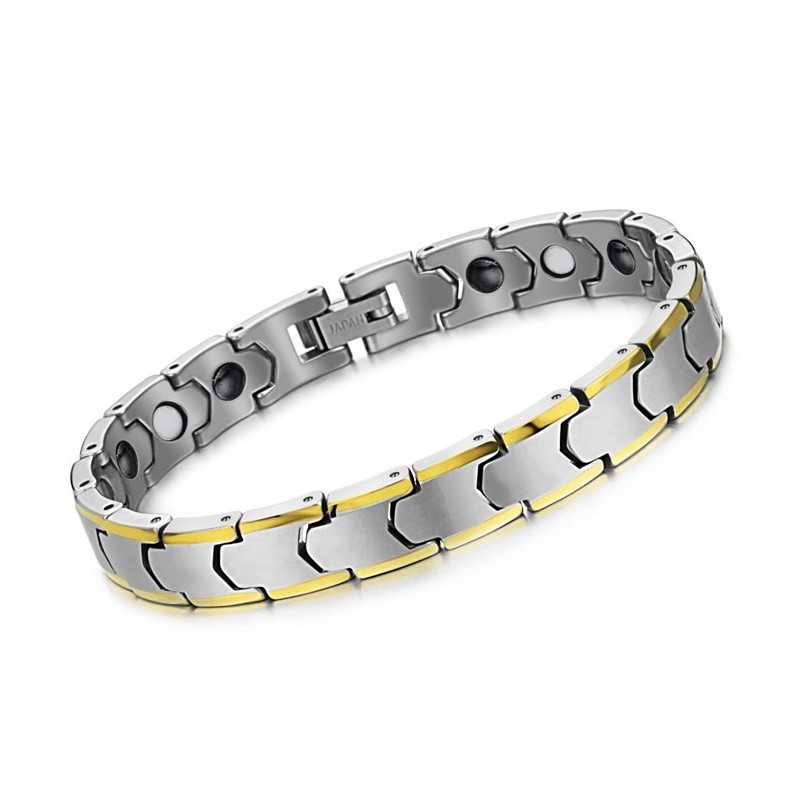 Bracciale A Maglie A Grano In Argento Tungsteno Con Placcatura In Oro 18 Carati C933 Bracciale A Maglie A Grano In Argento Tungsteno Con Placcatura In Oro 18 Carati C933
