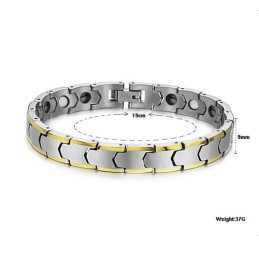 Bracciale A Maglie A Grano In Argento Tungsteno Con Placcatura In Oro 18 Carati C933