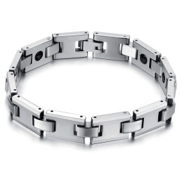 Braccialetto Energetico Magnetico H-Link In Tungsteno E Argento C748