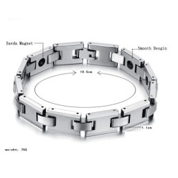 Braccialetto Energetico Magnetico H-Link In Tungsteno E Argento C748