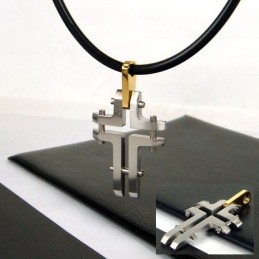 Collana Con Ciondolo A Forma Di Croce In Acciaio E Titanio Da Uomo, Unica Nel Suo Genere