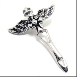 Collana Con Ciondolo A Forma Di Croce Con Ali D'Angelo In Acciaio Al Titanio Da Uomo