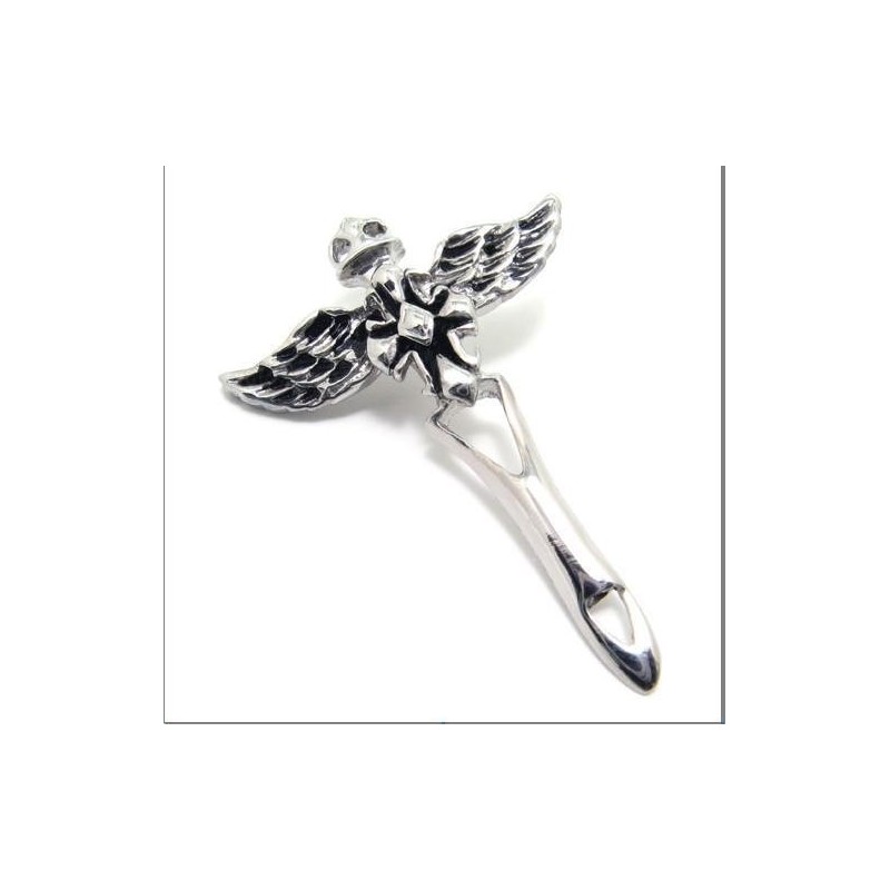 Collana Con Ciondolo A Forma Di Croce Con Ali D'Angelo In Acciaio Al Titanio Da Uomo Collana Con Ciondolo A Forma Di Croce Con Ali D'Angelo In Acciaio Al Titanio Da Uomo