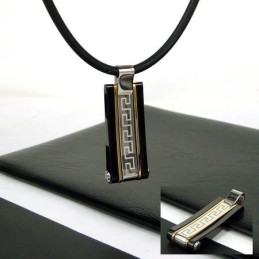 Collana Con Ciondolo In Acciaio Al Titanio Con Striscia Di Glifo Unico Da Uomo Cool