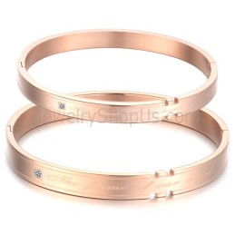 Braccialetti Di Coppia Tatanium In Oro Rosa Con Strass C710