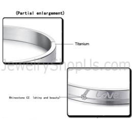 Braccialetti Di Coppia "Love" In Tatanium Con Strass C874