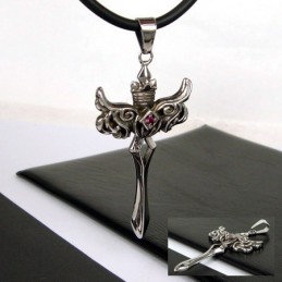 Collana Con Ciondolo A Forma Di Croce Con Ali D'Angelo In Acciaio Al Titanio Da Uomo