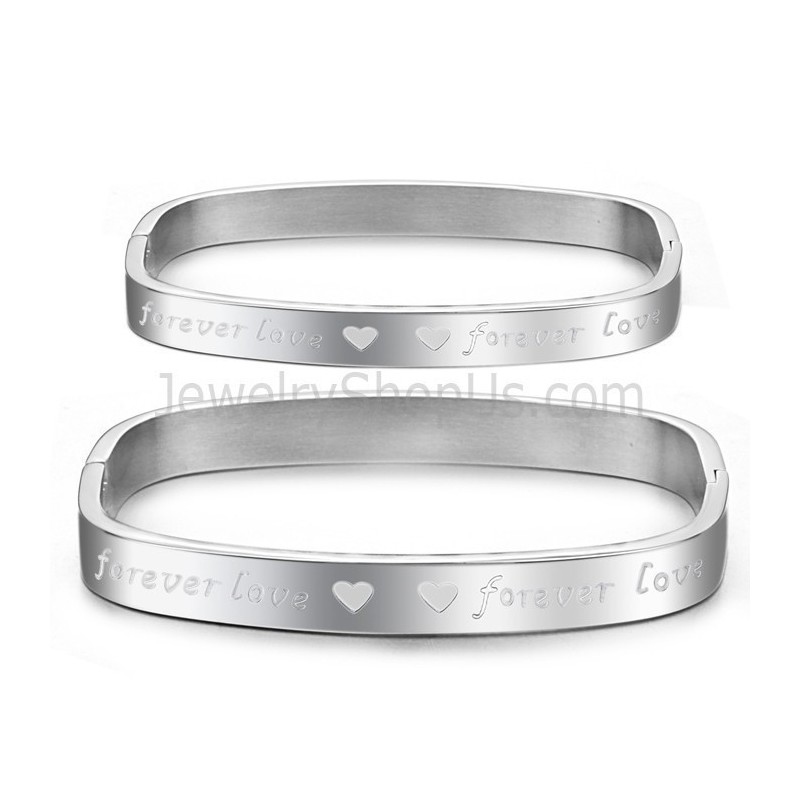Braccialetti Di Coppia "Foreverlove" In Tatanium Square C865 Braccialetti Di Coppia "Foreverlove" In Tatanium Square C865
