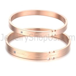 Braccialetti Tatanium Per Coppie Con Strass (Nero, Oro Rosa) C731