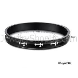 Braccialetti Di Coppia Tatanium Neri Con Croce Bianca C747