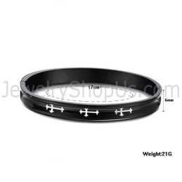 Braccialetti Di Coppia Tatanium Neri Con Croce Bianca C747