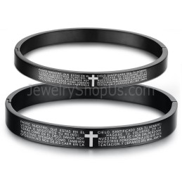 Braccialetti Di Coppia Tatanium Con Croce Nera E Croce Bianca C848