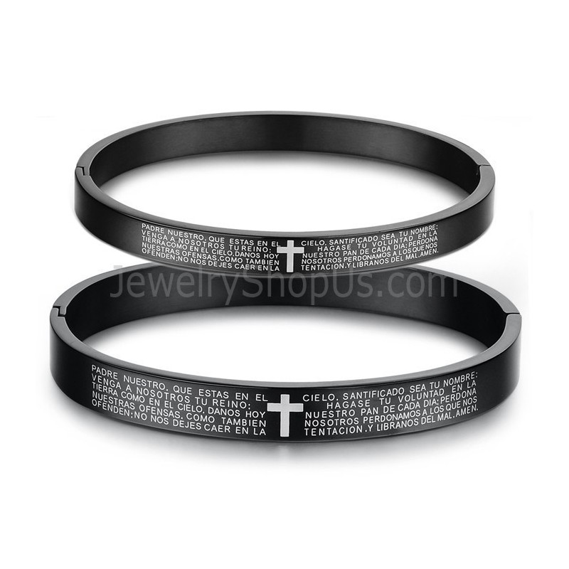 Braccialetti Di Coppia Tatanium Con Croce Nera E Croce Bianca C848 Braccialetti Di Coppia Tatanium Con Croce Nera E Croce Bianca C848