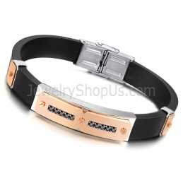 Bracciale Magnetico Per La Salute In Titanio Con Silicone Da Uomo C703