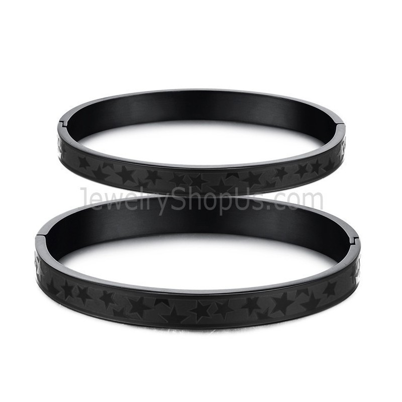 Braccialetti Di Coppia Tatanium Black Stars C863 Braccialetti Di Coppia Tatanium Black Stars C863