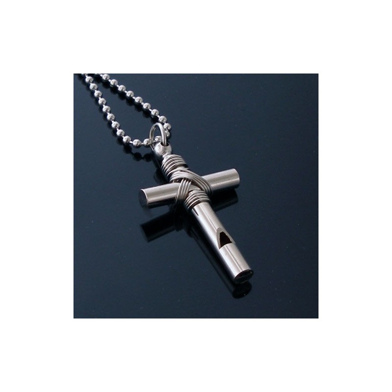 Ciondolo A Forma Di Croce Da Uomo Con Fischietto In Regalo - Catena Gratuita Ciondolo A Forma Di Croce Da Uomo Con Fischietto In Regalo - Catena Gratuita