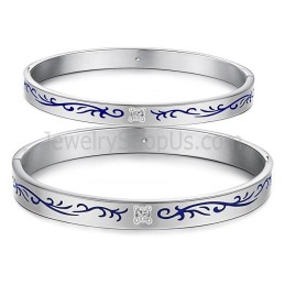 Braccialetti Di Coppia Tatanium Con Fiori Blu C858