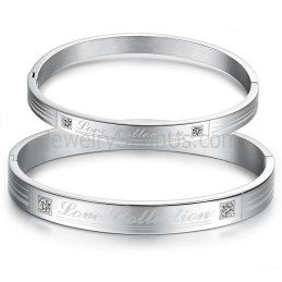 Braccialetti Di Coppia Tatanium "Love Collection" Con Strass C849