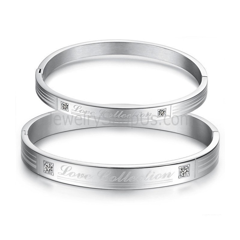 Braccialetti Di Coppia Tatanium "Love Collection" Con Strass C849