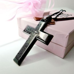 Ciondolo In Titanio Puro Con Croce Nera Della Bibbia, Regalo Per Uomo