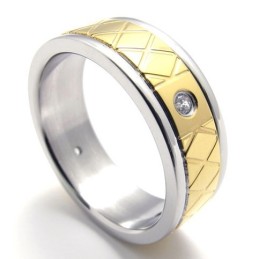 Anello In Titanio Con Diamanti In Oro