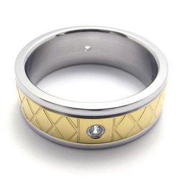 Anello In Titanio Con Diamanti In Oro