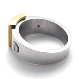 Anello In Titanio Con Accenti Dorati