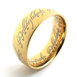 Anello In Titanio Con Il Signore Degli Anelli In Oro