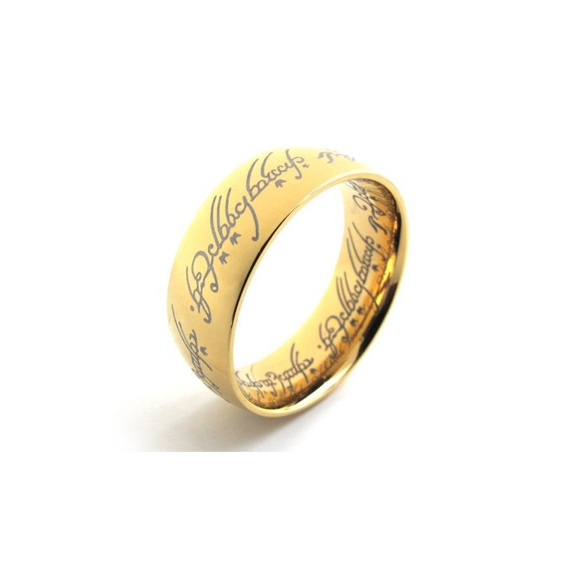 Anello In Titanio Con Il Signore Degli Anelli In Oro Anello In Titanio Con Il Signore Degli Anelli In Oro