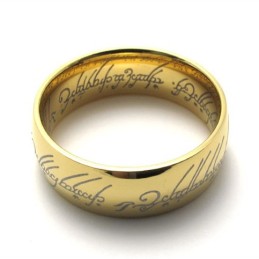 Anello In Titanio Con Il Signore Degli Anelli In Oro