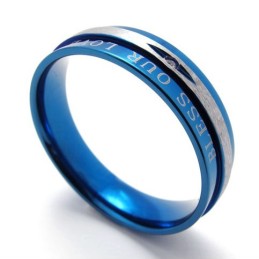 Anello In Titanio Blu Con Diamanti